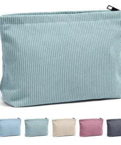 Corduroy Travel Cosmetic Bag Portable Makeup Storage Bag Purses Women Large Capacity Zipper Make Up Organizer Storage Clutch